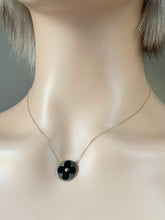 Load image into Gallery viewer, Clover Necklace Gold, 10K Solid Gold, Black Onyx Necklace, Birthday Gift for Wife,