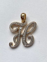Load image into Gallery viewer, 10K Solid Gold H with Diamond Pendant, Letter H Necklace, Personalized Gift, Birthday Gift for Women, , Presents