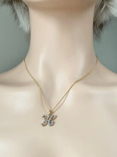 Load image into Gallery viewer, 10K Solid Gold H with Diamond Pendant, Letter H Necklace, Personalized Gift, Birthday Gift for Women, , Presents