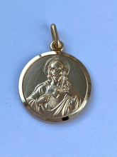 Load image into Gallery viewer, Sacred Heart Of Jesus, 18mm, 18K Solid Gold, Double Face Scapular, Religious Medal Unisex, Birthday Gift for Husband, Brother