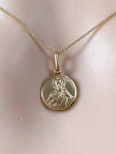 Load image into Gallery viewer, Sacred Heart Of Jesus, 12mm, 10K 18K, Solid Gold Pendant, Double Face Scapular
