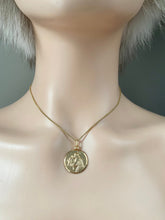 Load image into Gallery viewer, Saint Anthony Pendant, 20mm, 18K Solid Gold Medal, Patron Of Lost, Religious Jewelry, Big Medallion Gold, Mothers Day Giftfor Husband