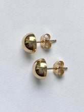 Load image into Gallery viewer, Gold Stud Earrings, 8mm, 14K Solid Gold Half Ball Earrings
