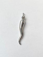 Load image into Gallery viewer, Chili Gold Pendant, 18K Solid White Gold Cornicello Necklace, Horn for Good Luck, Italian Made Necklace, Unisex Birthday Gift