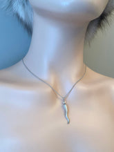 Load image into Gallery viewer, Chili Gold Pendant, 18K Solid White Gold Cornicello Necklace, Horn for Good Luck, Italian Made Necklace, Unisex Birthday Gift