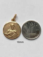 Load image into Gallery viewer, Sacred Heart Of Jesus, 16mm, 18K Solid Gold, Double Face Scapular, Religious Medal Unisex, Birthday Gift for Husband, Brother