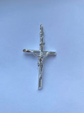 Load image into Gallery viewer, Silver Cross Crucifix Pendant, 925 Sterling Silver Jesus Christ Necklace, 45mm Size, Birthday Gift for Men, Mothers Day Giftfor Husband