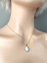 Load image into Gallery viewer, Opal Hamsa Necklace, 10K Solid Gold Pendant, With Cubic Zirconia Pendant, Birthday Gift For Mom,
