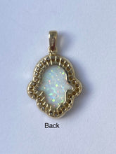 Load image into Gallery viewer, Opal Hamsa Necklace, 10K Solid Gold Pendant, With Cubic Zirconia Pendant, Birthday Gift For Mom,