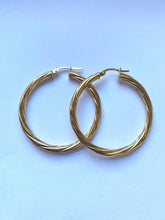 Load image into Gallery viewer, Twist Hoop Earrings, 10-39MM, 18K Solid Gold Earrings, Round Earrings, Birthday Gift Women, Christmas gift Women, ers For Wife