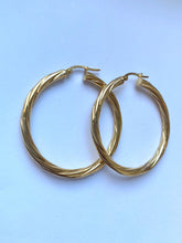 Load image into Gallery viewer, Twist Hoop Earrings, 10-39MM, 18K Solid Gold Earrings, Round Earrings, Birthday Gift Women, Christmas gift Women, ers For Wife
