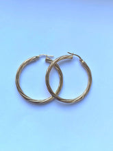 Load image into Gallery viewer, Twist Hoop Gold Earrings, 18K Solid Yellow Gold Earrings, Round Hoops Gold, Light Weight Earrings, Earrings For Women, Ideas
