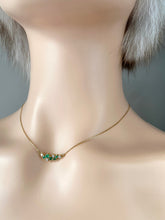 Load image into Gallery viewer, Emerald Diamond Gold Necklace, 14K Solid Gold Necklace , Birthday Gift for Women, Every Day Jewelry, Minimalist Necklace