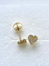 Load image into Gallery viewer, Heart Earrings for Baby, 10K Solid Gold, Newborn Baby Earrings, Baptism Gift for Baby Girl, Birthday Gift For Toddler, Presents