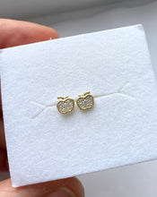 Load image into Gallery viewer, Apple Earrings for Baby, 10K Solid Gold, Newborn Baby Earrings, Baptism Gift for Baby Girl, Birthday Gift For Toddler, Presents