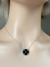 Load image into Gallery viewer, Clover Necklace Gold, 10K Solid Gold, Black Onyx Necklace, Birthday Gift for Wife,