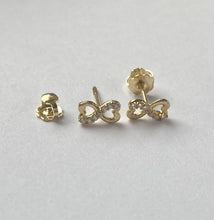 Load image into Gallery viewer, Infinity Earrings for Baby, 10K Solid Gold, Newborn Baby Earrings, for Baby Girl, Birthday Gift For Toddler, Presents