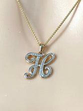 Load image into Gallery viewer, 10K Solid Gold H with Diamond Pendant, Letter H Necklace, Personalized Gift, Birthday Gift for Women, , Presents