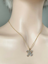Load image into Gallery viewer, 10K Solid Gold H with Diamond Pendant, Letter H Necklace, Personalized Gift, Birthday Gift for Women, , Presents