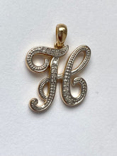 Load image into Gallery viewer, 10K Solid Gold H with Diamond Pendant, Letter H Necklace, Personalized Gift, Birthday Gift for Women, , Presents