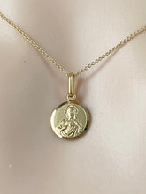 Load image into Gallery viewer, Sacred Heart Of Jesus, 10mm, 18K Solid Gold, Double Face Scapular, Small Religious Medal, Birthday Gift for Mom, nts