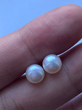 Load image into Gallery viewer, Pearl Stud Earrings, 10K 14K 18K Gold Pearl Earrings, Simple Earrings, Bridesmaids Gift, Birthday Gift for Women,
