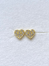 Load image into Gallery viewer, Heart Earrings for Baby, 10K Solid Gold, Newborn Baby Earrings, Baptism Gift for Baby Girl, Birthday Gift For Toddler, Presents