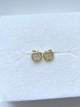 Load image into Gallery viewer, Apple Earrings for Baby, 10K Solid Gold, Newborn Baby Earrings, Baptism Gift for Baby Girl, Birthday Gift For Toddler, Presents
