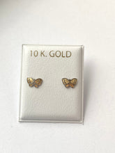 Load image into Gallery viewer, Butterfly Earrings for Baby, 10K Solid Gold, Toddler Earrings, Baptism Gift for Baby Girl, Birthday Gift For Toddler, Christmas Presents