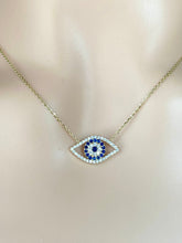 Load image into Gallery viewer, Evil Eye Gold Necklace, 10K Solid Gold Evil Necklace, Good Luck Necklace, Protection Necklace, Birthday Gift for Women, Every Day Jewelry