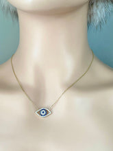 Load image into Gallery viewer, Evil Eye Gold Necklace, 10K Solid Gold Evil Necklace, Good Luck Necklace, Protection Necklace, Birthday Gift for Women, Every Day Jewelry