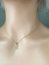 Load image into Gallery viewer, K Letter Pendant Gold, 10K Solid Gold, Small Letter Necklace, Minimalist Necklace for Woman,