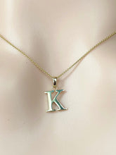 Load image into Gallery viewer, K Letter Pendant Gold, 10K Solid Gold, Small Letter Necklace, Minimalist Necklace for Woman,