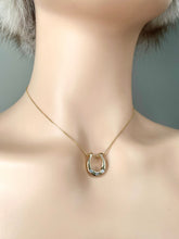 Load image into Gallery viewer, Horse Shoe Pendant, 14K Solid Gold Horse Shoe Necklace with Diamond, Lucky Charm Pendant,