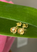Load image into Gallery viewer, Yellow Sapphire Earrings, 14K Solid Gold Stud Sapphire Earrings, September Birthstone, Birthday Gift for Women, Mothers Day Gift
