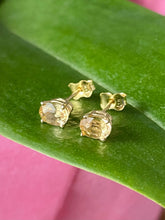 Load image into Gallery viewer, Yellow Sapphire Earrings, 14K Solid Gold Stud Sapphire Earrings, September Birthstone, Birthday Gift for Women, Mothers Day Gift