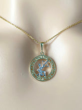 Load image into Gallery viewer, Sagittarius Zodiac Sign Necklace, 10K Solid Gold, Horoscope Sign Pendant, Birthday Gift for Women,