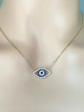 Load image into Gallery viewer, Evil Eye Gold Necklace, 10K Solid Gold Evil Necklace, Good Luck Necklace, Protection Necklace, Birthday Gift for Women, Every Day Jewelry