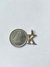 Load image into Gallery viewer, K Letter Pendant Gold, 10K Solid Gold, Small Letter Necklace, Minimalist Necklace for Woman,