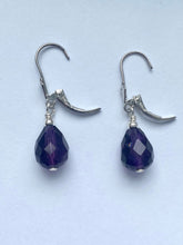 Load image into Gallery viewer, Amethyst Teardrop Earrings, Sterling Silver Earrings, Birthday Gift for Women, Every Day Jewelry, Mothers Day Giftfor Wife