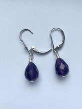 Load image into Gallery viewer, Amethyst Teardrop Earrings, Sterling Silver Earrings, Birthday Gift for Women, Every Day Jewelry, Mothers Day Giftfor Wife