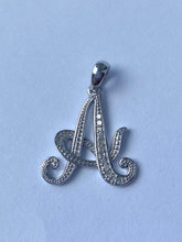 Load image into Gallery viewer, A Initial Pendant, 10K Gold Diamond Script Initial Necklace