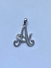 Load image into Gallery viewer, A Initial Pendant, 10K Gold Diamond Script Initial Necklace