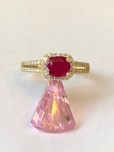 Load image into Gallery viewer, Ruby and Diamond Ring, 14K Solid Gold Ruby Ring, Ruby Engagement Ring