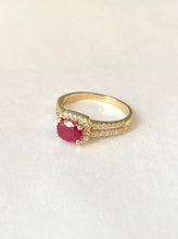Load image into Gallery viewer, Ruby and Diamond Ring, 14K Solid Gold Ruby Ring, Ruby Engagement Ring