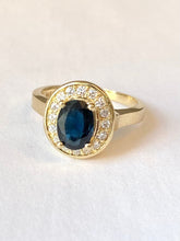 Load image into Gallery viewer, Sapphire Diamond Ring, 14K Solid Gold Blue Sapphire Ring, Anniversary Ring, Birthday Gift for Wife,