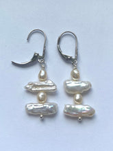 Load image into Gallery viewer, Pearl Dangle Earrings, 925 Sterling Silver Earrings, Handmade Earrings, June Birthstone, Birthday Gift for Women,