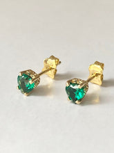 Load image into Gallery viewer, Emerald Stud Gold Earrings, 14K Solid Gold Heart Emerald Earrings, Anniversary Gift for Wife, Birthday Gift for Women,