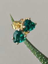 Load image into Gallery viewer, Emerald Stud Gold Earrings, 14K Solid Gold Heart Emerald Earrings, Anniversary Gift for Wife, Birthday Gift for Women,