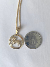 Load image into Gallery viewer, Aries Zodiac Pendant, 10K Solid Yellow Gold, Aries Zodiac Sign Necklace, Diamond Cut Pendant, Birthday Gift March 21-April 19